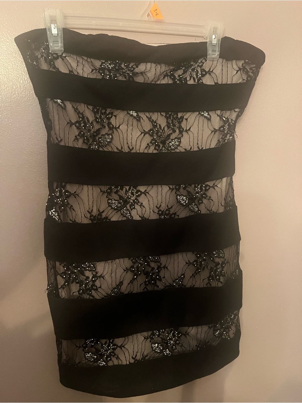 Nikibizi Strapless Black Lace Overlay Cocktail Dress Pre Owned Size L